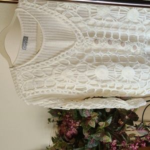 White Crochet Vintage Ceci Design Sweater